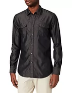 Koszule męskie - BOSS Męska koszula Myth Slim Fit w Selvedge Denim z zapięciem na zatrzask, Czarny, XS - miniaturka - grafika 1