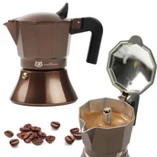 Zaparzacze i kawiarki - KAWIARKA ZAPARZACZ do KAWY HERBATY 150ml 3 filiżanki BRĄZOWA GAZ INDUKCJA - miniaturka - grafika 1