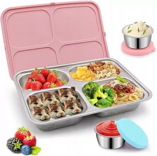 Pudełko Śniadaniowe Lunchbox z Przegrodami Różowy - Lunch boxy - miniaturka - grafika 1