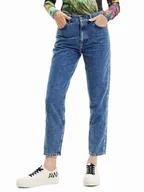 Spodnie damskie - Desigual Jeansy Mayo 23SWDD36 Niebieski Mom Fit - miniaturka - grafika 1