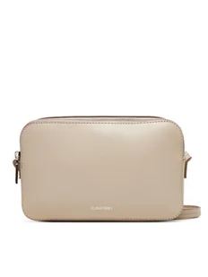 Calvin Klein Torebka Foil Logo Elongated Camera Bag LV04F3276G Beżowy - Torebki damskie - miniaturka - grafika 1