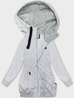 Bluzy damskie - LUŹNA DŁUGA BLUZA DAMSKA ZE ŚCIĄGACZAMI JASNOSZARA (AMG-332A) - LHD - miniaturka - grafika 1