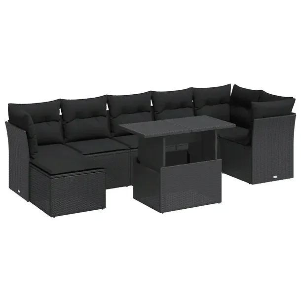 Zestaw wypoczynkowy z rattanem PE, czarny, wymiary: 55x62x69 cm, 62x62x69 c