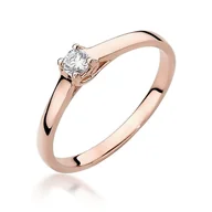 Pierścionki - Złoty pierścionek Diament 0,12ct różowe złoto pr. 585 - miniaturka - grafika 1