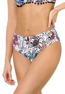 Stroje kąpielowe - goldenpoint Bikini damski kostium kąpielowy, wysoki krój, falbanki, Island Resort, wielokolorowa, L - miniaturka - grafika 1