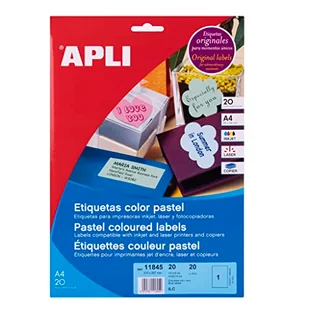APLI 011845 wielofunkcyjne etykiety 210 x 297 mm pastelowy niebieski opakowanie 20 szt. - Etykiety do drukarek - miniaturka - grafika 1