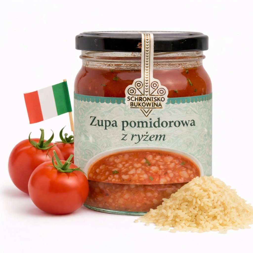 Zupa pomidorowa z ryżem 400 ml - Schronisko Bukowina