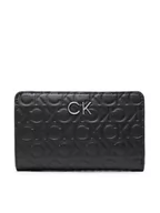 Portfele - Calvin Klein Duży Portfel Damski Re Lock Bifold Wallet Emb Mono K60K610240 Czarny - miniaturka - grafika 1