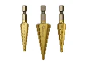 Wiertła - Zestaw wierteł stożkowych 1/4" HSS 3 szt. GEKO - G38570 - miniaturka - grafika 1