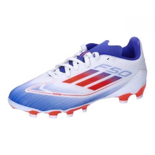 adidas Unisex F50 League Buty piłkarskie Multi Ground Shoes, Ftwr biały słoneczny czerwony jasny niebieski, 42 2/3 EU