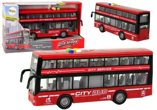 Autobus piętrowy z napędem frykcyjnym 1:16 czerwon - Leantoys - Samochody i pojazdy dla dzieci - miniaturka - grafika 1