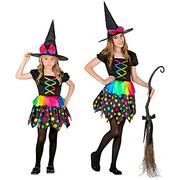 Sukienki i spódniczki dla dziewczynek - Widmann Widmann - Kostium dziecięcy, czarownicy, 2-częściowy, sukienka i czapka, kolory tęczy, kropki, bajka, kostium, przebranie, impreza tematyczna, karnawał, Halloween 10405 - miniaturka - grafika 1