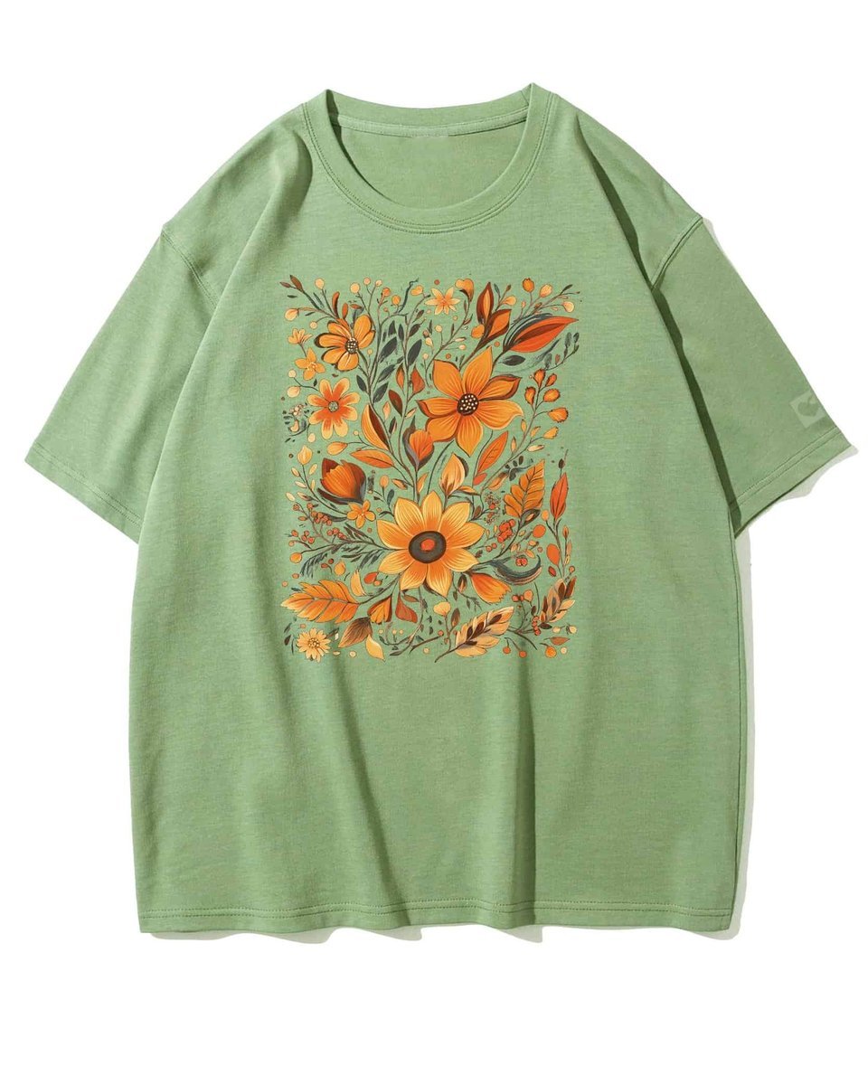 Koszulka oversize Jesienne Kwiaty Piękno na Prezent Matcha XL