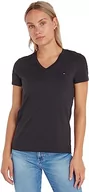 Koszulki i topy damskie - Tommy Hilfiger Heritage T-shirt damski z krótkim rękawem dekolt w serek, Masters Black, XXL - miniaturka - grafika 1