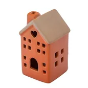 Ozdoby bożonarodzeniowe - Domek porcelanowy led 6,5 x 6 x 11 cm pomarańczowy - miniaturka - grafika 1