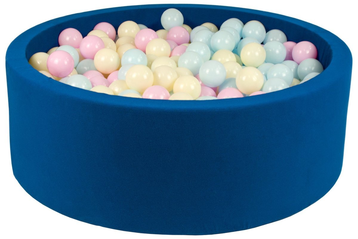 Suchy basen z piłeczkami 450szt, granatowy (kolor piłeczek: różowy, niebieski, żółty (pastel))