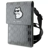 Etui i futerały do telefonów - Karl Lagerfeld Torebka KLWBSAKHPCG srebrny/silver Saffiano Monogram Choupette - miniaturka - grafika 1