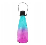 Lampy stojące - Lampka solarna butelka wisząca różowa niebieska - miniaturka - grafika 1