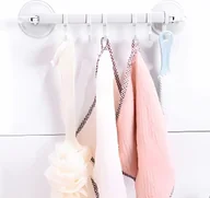 Ręczniki - Wieszak na ręczniki bez wiercenia Przyssawka Plastikowy wieszak na ręczniki, kolor: szary - miniaturka - grafika 1