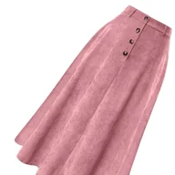 Spódnice - TEMU Elegancka Spódnica A-Line dla Kobiet - Jednokolorowa, Zapinana na Guziki, Rozkloszowany Dół, Sylwetka A-Line - na Półformalne i Codzienne - miniaturka - grafika 1