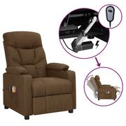 Stoły i łóżka do masażu - Vidaxl Rozkładany Fotel Masujący, Elektryczny, Brązowy, Tkanina - miniaturka - grafika 1