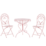 Meble ogrodowe - Shumee Shumee Zestaw mebli balkonowych metalowy różowy ALBINIA 208631 - miniaturka - grafika 1