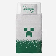 Pościel dla dzieci - Character World Minecraft Oficjalny zestaw poszewek na kołdrę dla pojedynczego dziecka marki Pixels Design dwustronna 2-stronna pościel z dopasowaną poszewką na poduszkę, zestaw na pojedyncze łóżko do - miniaturka - grafika 1