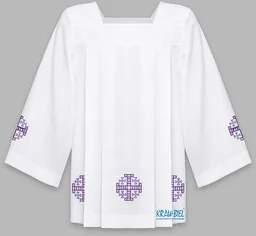 Komża kapłańska haftowana - wzór: Krzyż (fioletowy) - Szaty liturgiczne - miniaturka - grafika 1