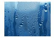Fototapety - Fototapeta - Krople wody na niebieskiej szybie (rozmiar 200x154) - miniaturka - grafika 1
