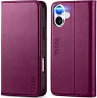 Portfele - Tucch etui skórzane z klapką do iPhone 16 Plus portfel Rfid stojak fiolet - miniaturka - grafika 1