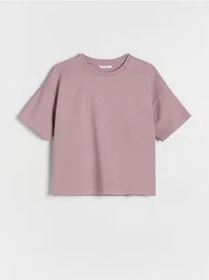 Reserved - Bawełniany t-shirt z haftem - fioletowy - Koszulki dla dziewczynek - miniaturka - grafika 1