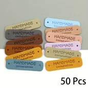 Rękodzieło - TEMU 50-pak sztucznych skórzanych, ręcznie robionych etykiet, limitowana edycja wszywek do samodzielnego robienia na drutach, szydełkowania i - miniaturka - grafika 1