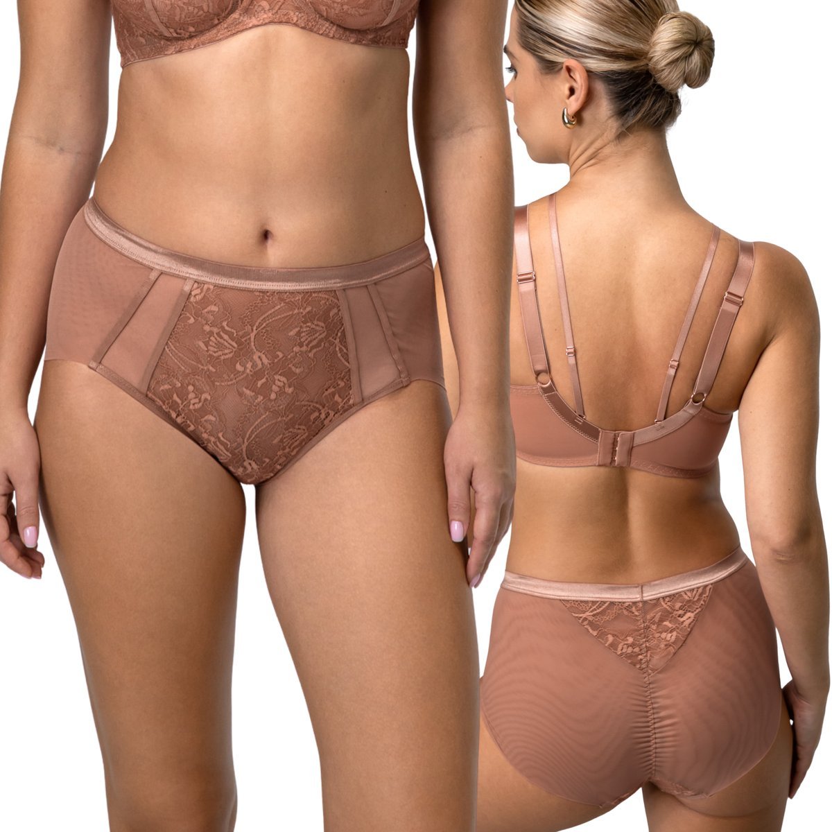 Majtki Alles CHIARA z wysokim stanem Mocha Mousse - Rozmiar 38