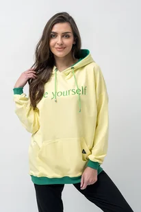 Bluza z kapturem damska KOLOROWO MI pastelowy żółty - Bluzy damskie - miniaturka - grafika 1