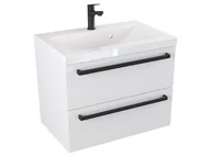 Szafki łazienkowe - Szafka Wisząca Z Umywalką ATH 60 cm - Biały Mat - Uchwyty Czarne Matowe - miniaturka - grafika 1