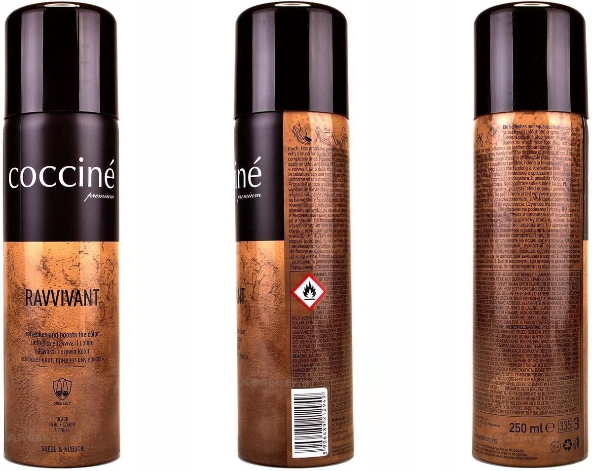 CZARNY Renowator koloru skóry do zamszu nubuku Spray koloryzujący RAVVIVANT