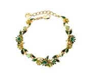 Bransoletki - Bransoletka delikatne, zielone kwiatuszki z kryształkami z kolekcji Blossom (B8155AU/Z) - miniaturka - grafika 1