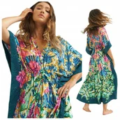 Sukienki - Tunika sukienka plażowa długa egzotyczny wzór pareo - miniaturka - grafika 1