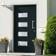 Drzwi zewnętrzne - shumee Drzwi frontowe aluminium i PVC antracytowe 100x200 cm - miniaturka - grafika 1