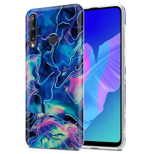 Pokrowiec Etui Do Huawei P40 LITE E w Niebiesko Różowy Marmur No. 17 Obudowa Case Cover Silikon Plecki Cadorabo - Etui i futerały do telefonów - miniaturka - grafika 1