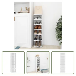 The Living Store Szafka na buty biała 27,5x27x102 cm Materiał drewnopochodny - Szafki na buty - miniaturka - grafika 1