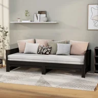 Łóżka - Lumarko Łóżko rozsuwane, czarne, lite drewno sosnowe, 2x(90x190) cm - miniaturka - grafika 1
