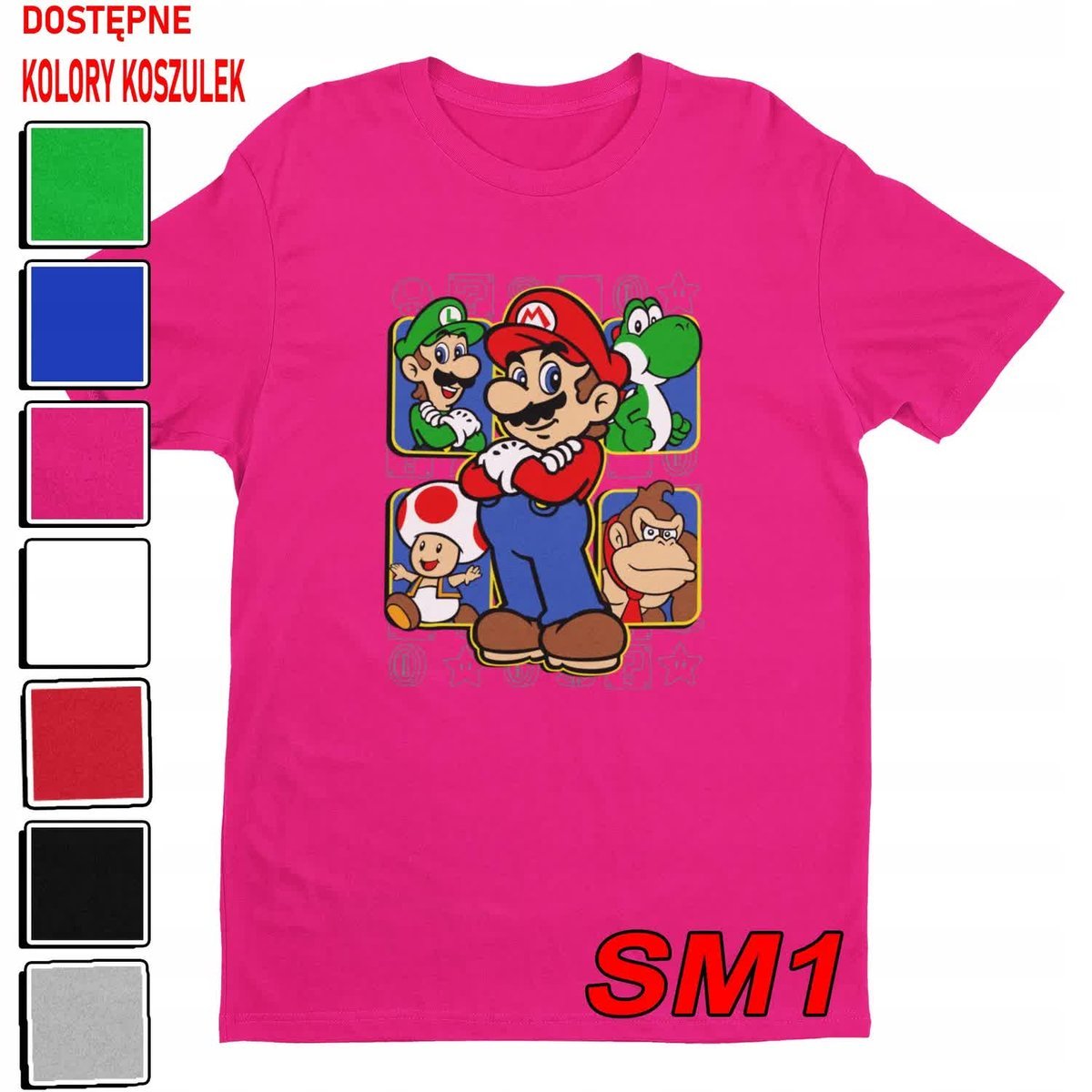T-Shirt Koszulka Dziecięca Super Mario Bros Bajki Gry Luigi -M 134-140