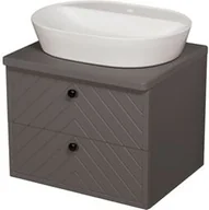 Szafki łazienkowe - Szafka łazienkowa jodełka szara 60 cm KODI z umywalką - miniaturka - grafika 1