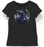 Koszulki i topy damskie - Koszulka damska czarna z motywem enigmatycznego aligatora w szarej tonacji L - miniaturka - grafika 1