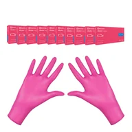 Rękawiczki jednorazowe - Rękawiczki nitrylowe M różowe Mercator Nitrylex Magenta 100sztuk karton 10op - miniaturka - grafika 1
