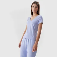 Koszulki sportowe damskie - Damski t-shirt basic 4F 4FAW23TTSHF0941 - fioletowy - miniaturka - grafika 1