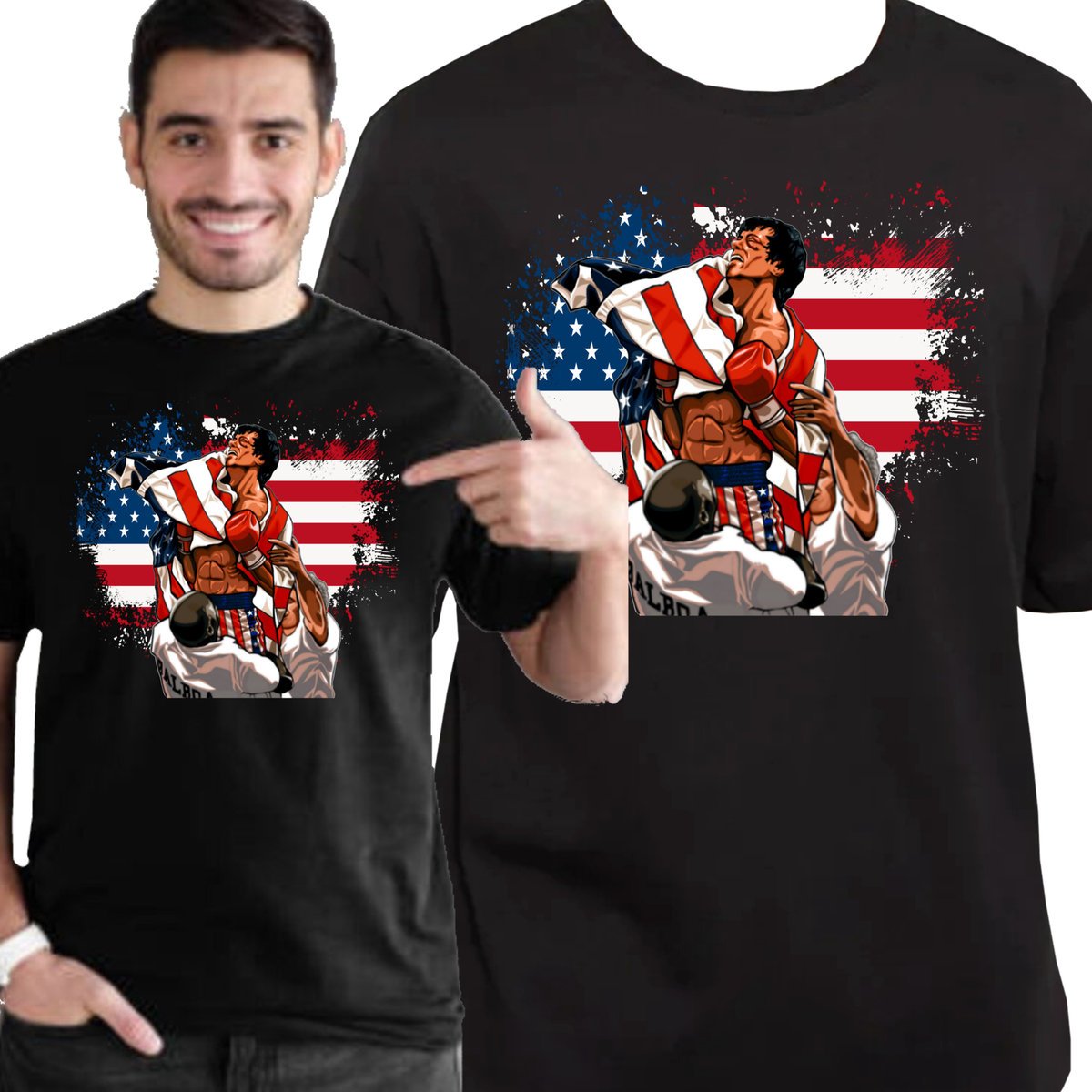 KOSZULKA MĘSKA ROCKY BALBOA STALLONE WŁOSKI OGIER DLA FANA 0550 XXL CZARNA