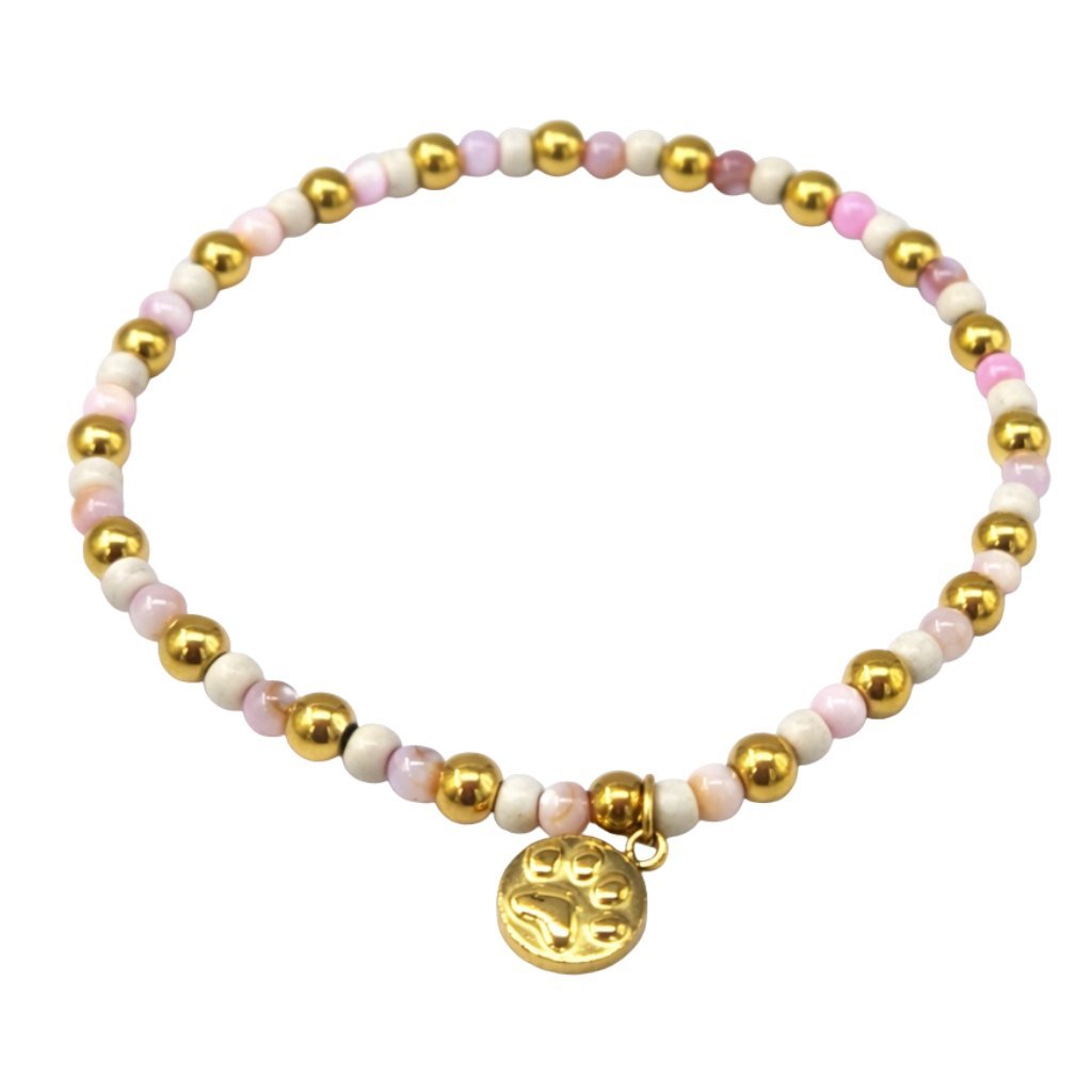 Bransoletka na gumkę Paw Soft Łapka Psa Kota Różowa Stal 316L Prezent dla Niej