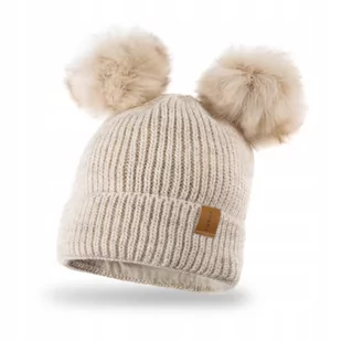 NANDY czapka DWA POMPONY gruba POLAR dziecięca - Czapki damskie - miniaturka - grafika 1